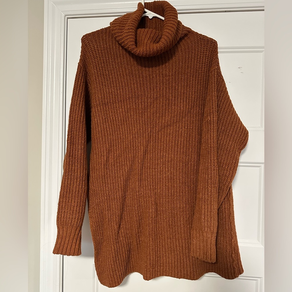 Free People Cozy Turtleneck Sweater - Burnt Orange Size Small